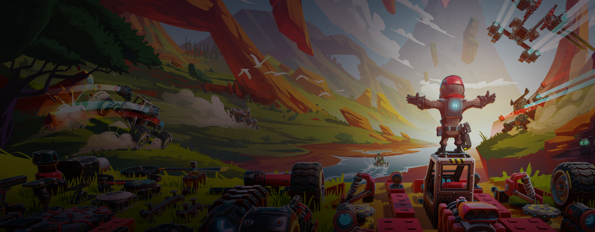 Trailmakers Challenge Generator header with character and explosion background